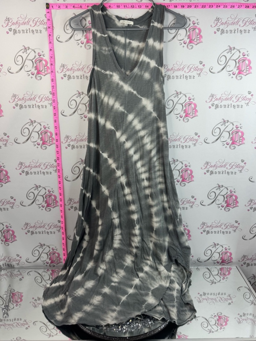 Z Supply dress tie dye blue Gray and White Tie-Dye Sleeveless Maxi Dress